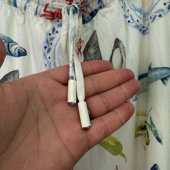 Calypso St. Barth Women’s Novelty Printed Summer Tapas Seafood Linen Blend Pull - Picture 4 of 11